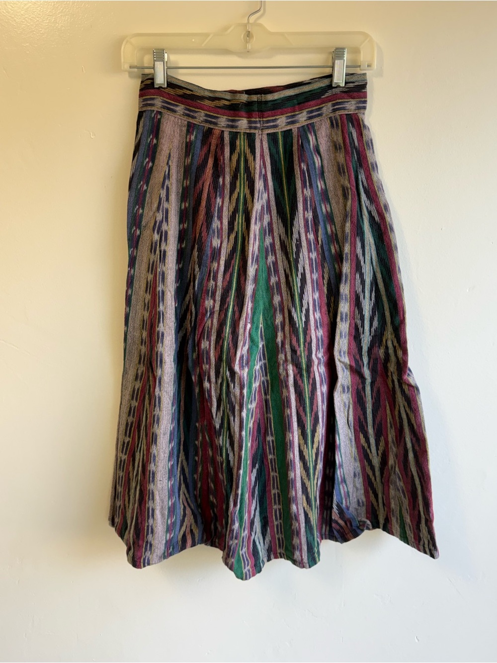 Vintage Handmade Tribal Midi Length High Waisted Skirt size XS